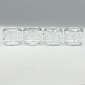 Vintage 1980s Princess House Heritage Crystal Napkin Rings Set of 4 Floral